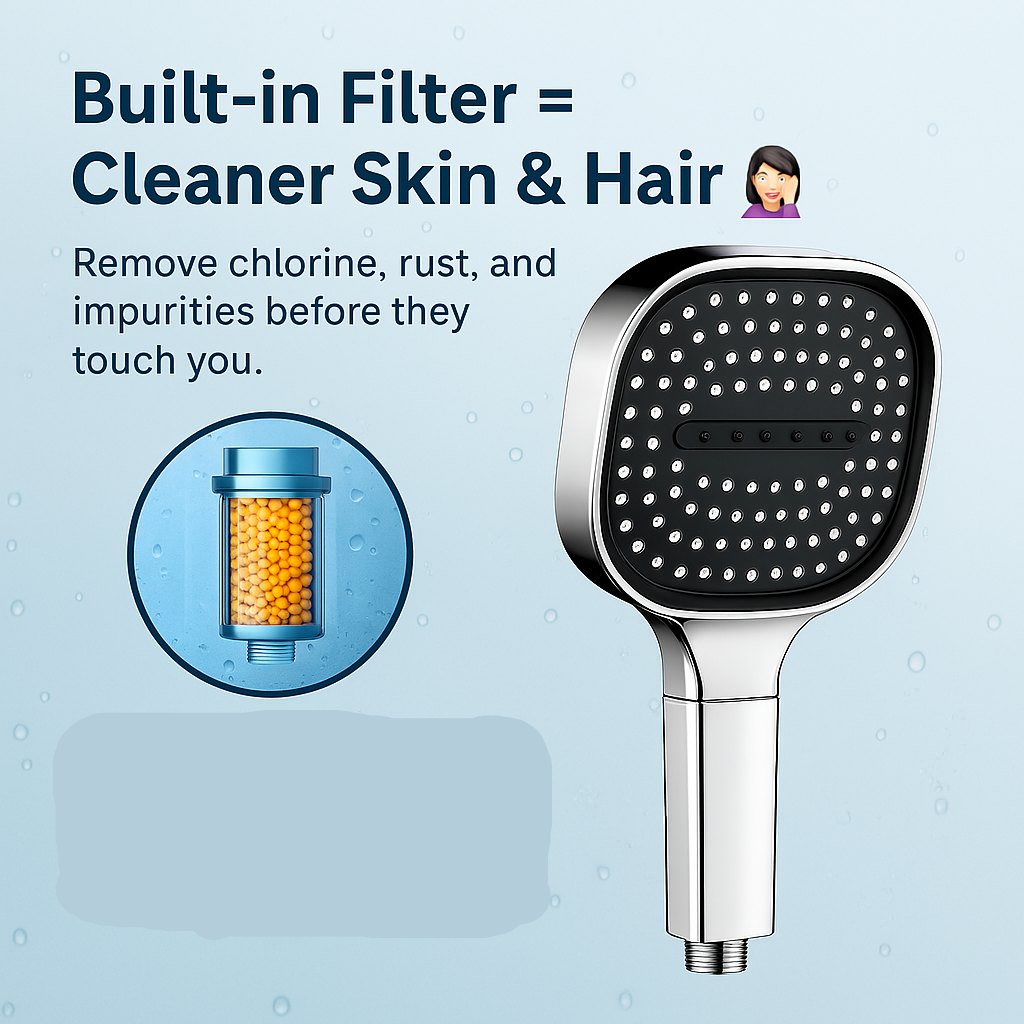 Royallure High-Pressure Shower Head with Turbo Boost & Filtered Rainfall Spray 3