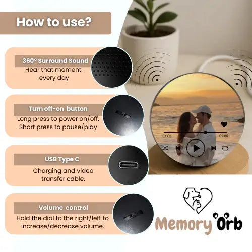 Royallure Memory Orb – Custom Video Sphere with 360° Sound & USB Upload 5