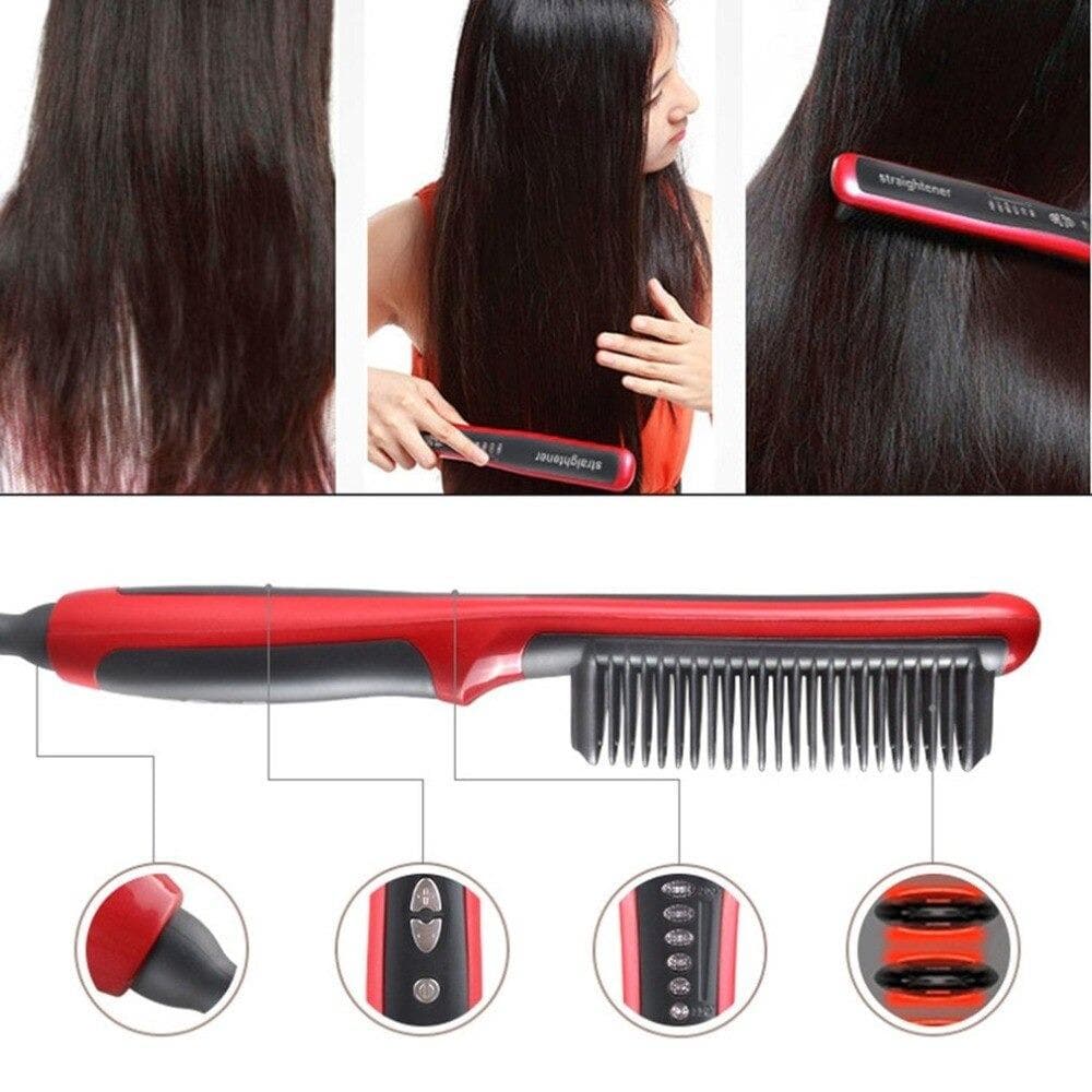 Royallure Professional Hair Straightening Brush with Adjustable Heat Settings for Shiny, Healthy Hair 1