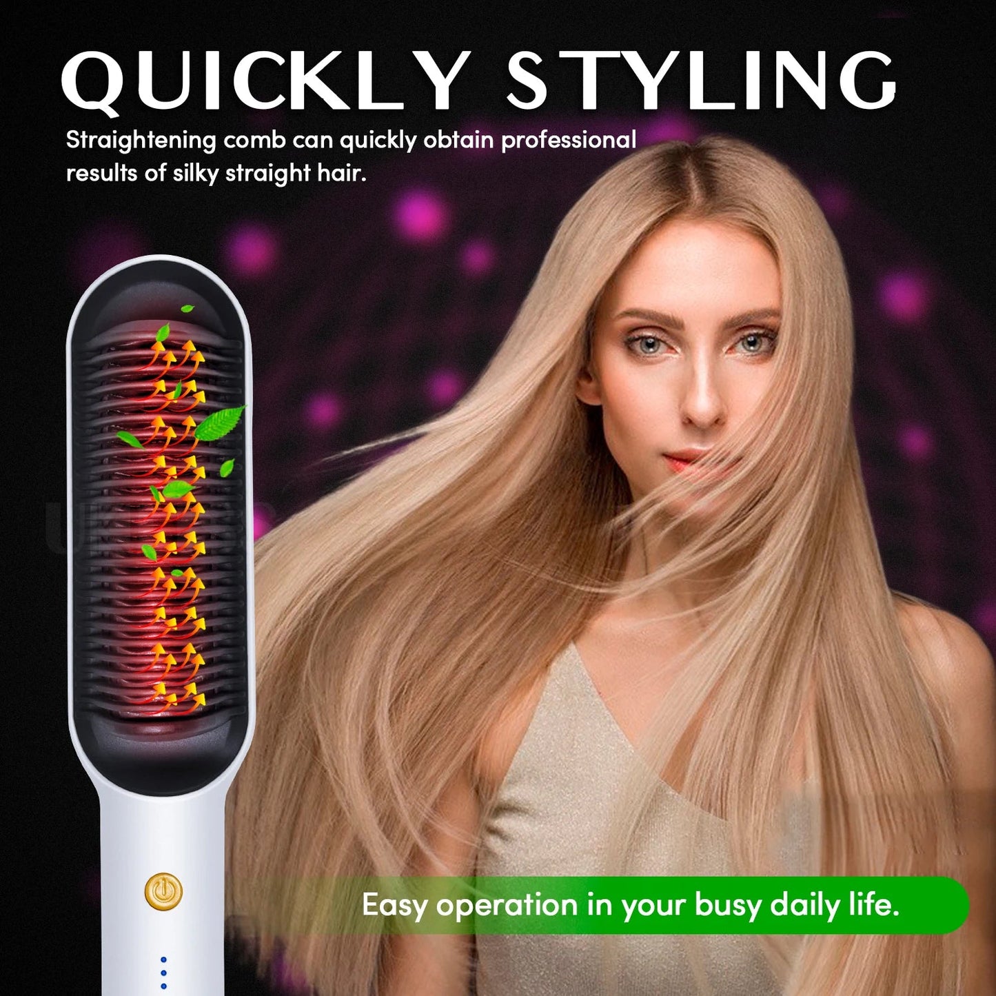 Royallure Professional Hair Straightening Brush with Adjustable Heat Settings for Shiny, Healthy Hair 4