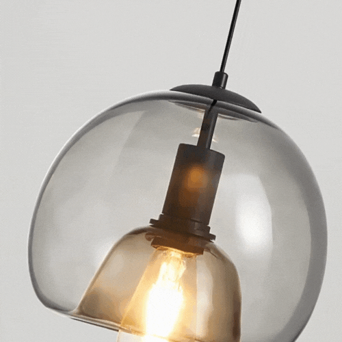 Royallure Smoked Glass Pendant Light for Kitchen and Dining, Minimalist Dome Design 3