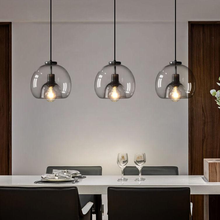 Royallure Smoked Glass Pendant Light for Kitchen and Dining, Minimalist Dome Design 8