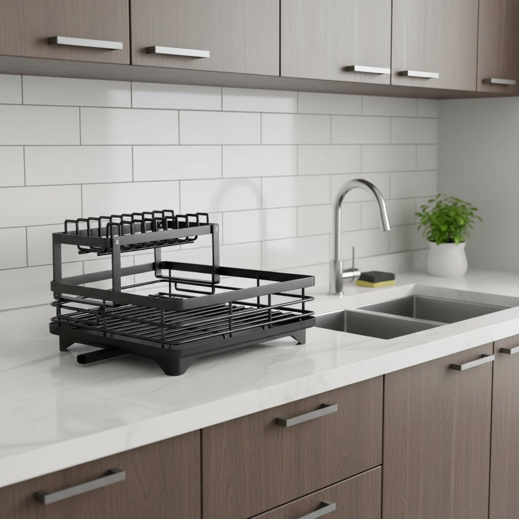 Royallure Stainless Steel Foldable Dish Rack - Space-Saving Dish Drainer for Kitchen Organization 1