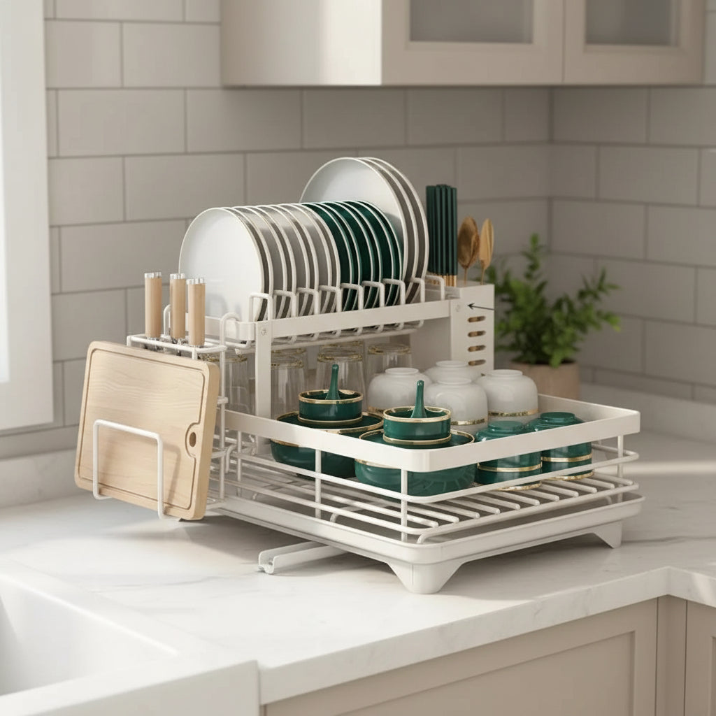 Royallure Stainless Steel Foldable Dish Rack - Space-Saving Dish Drainer for Kitchen Organization 3