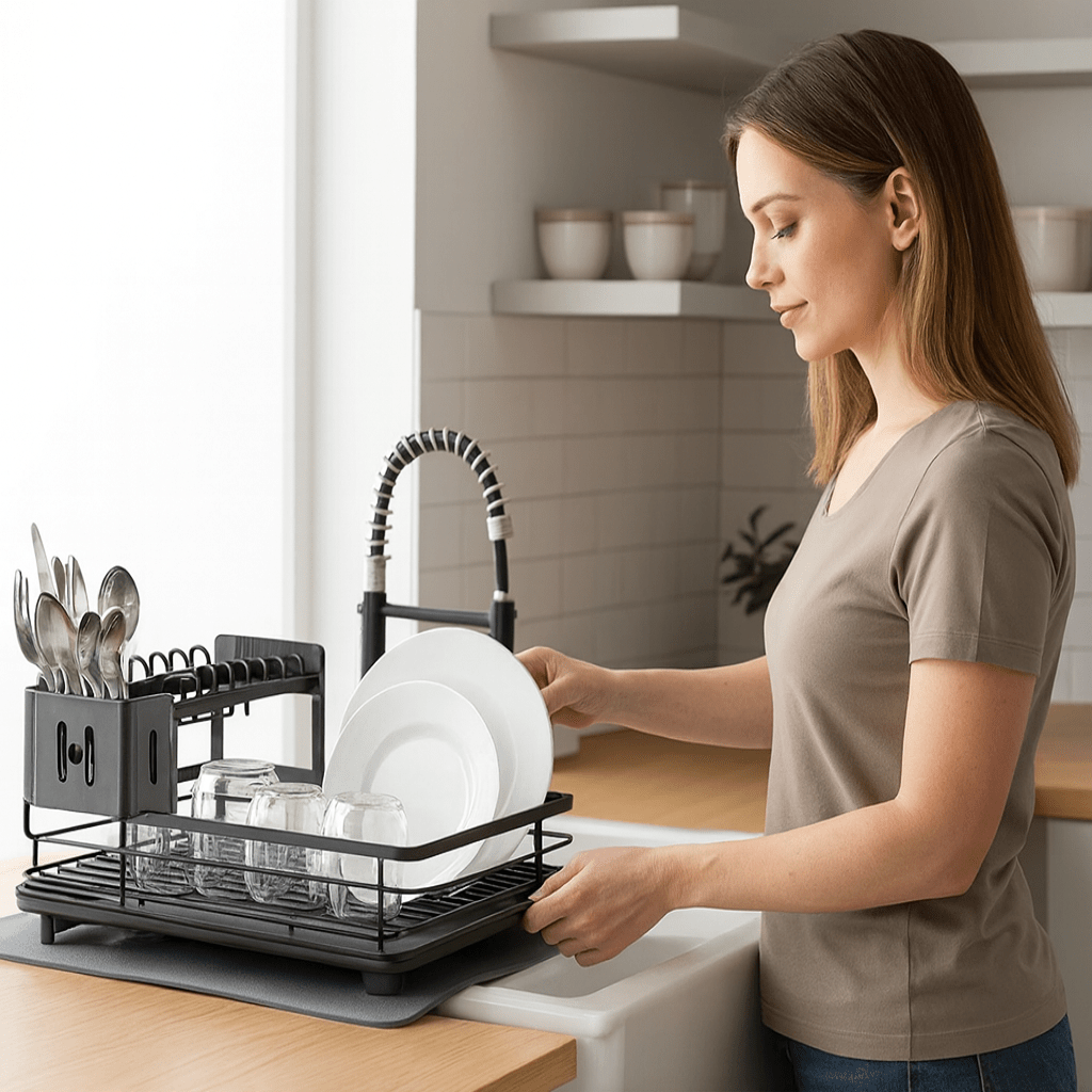 Royallure Stainless Steel Foldable Dish Rack - Space-Saving Dish Drainer for Kitchen Organization 4