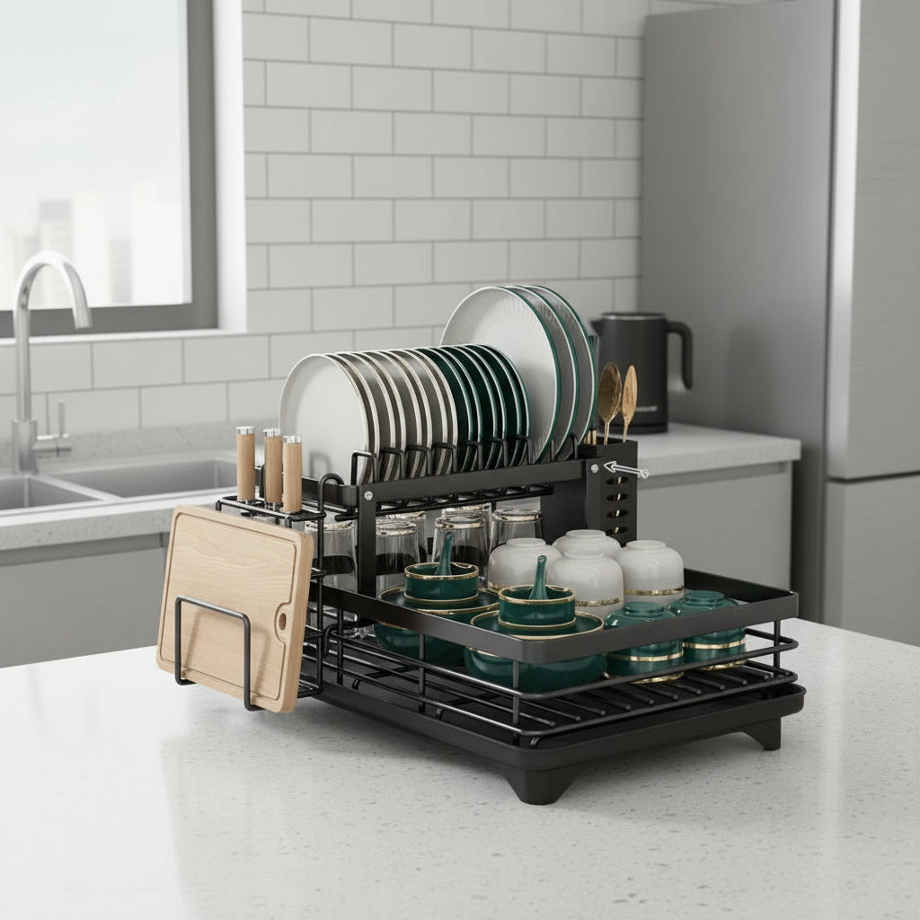 Royallure Stainless Steel Foldable Dish Rack - Space-Saving Dish Drainer for Kitchen Organization 6