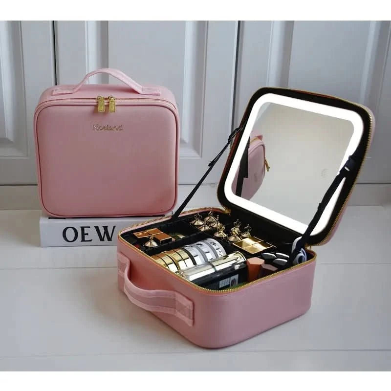 Royallure Travel Makeup Bag with LED Mirror, Compact Cosmetic Organizer for Flawless Application 1