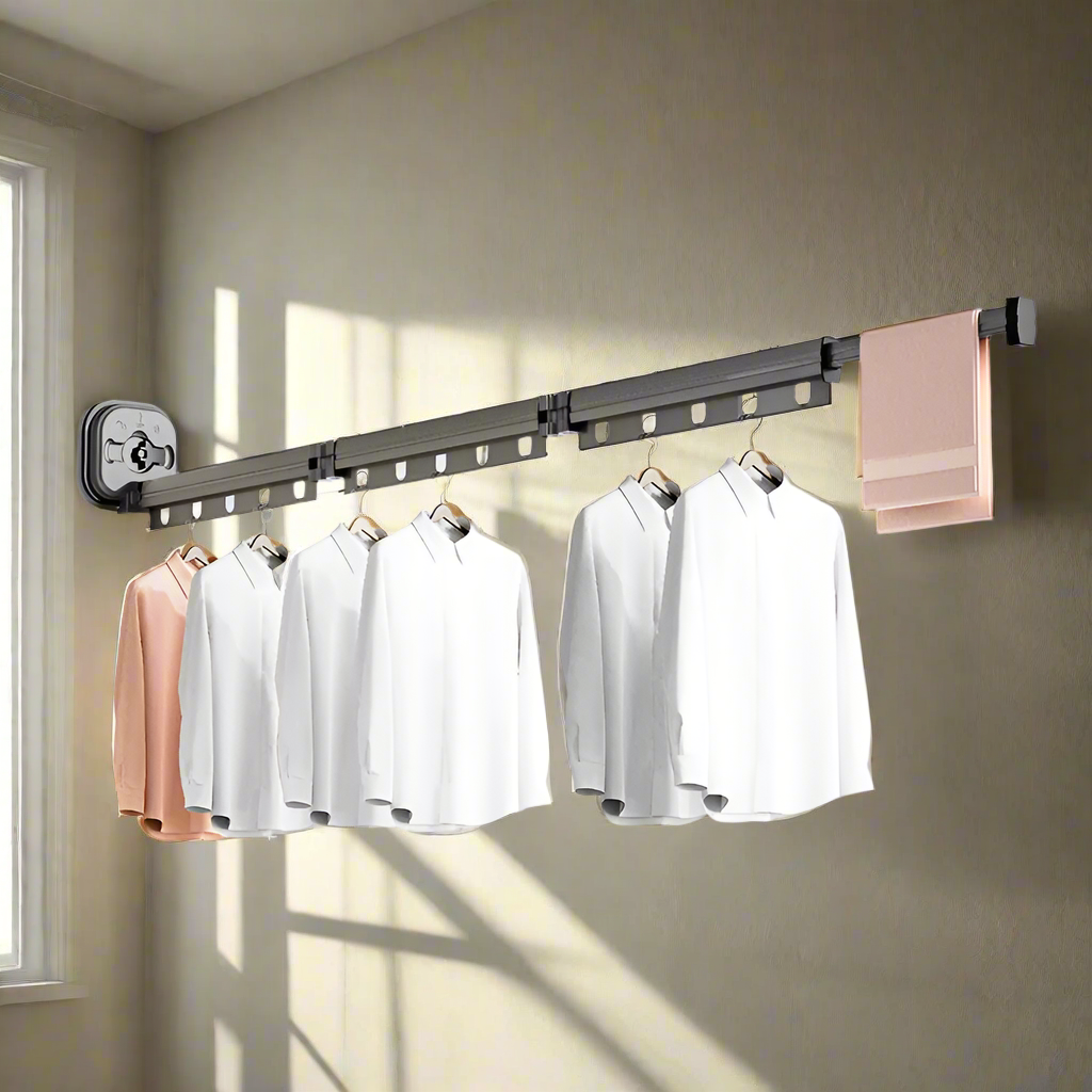 Royallure Wall-Mounted Laundry Drying Rack, Space-Saving Retractable Clothes Drying Rack 0