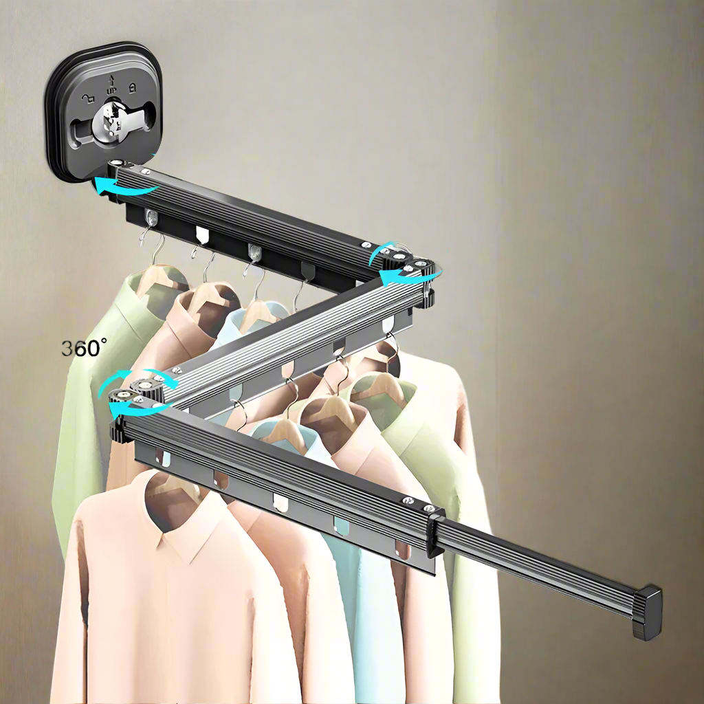 Royallure Wall-Mounted Laundry Drying Rack, Space-Saving Retractable Clothes Drying Rack 2