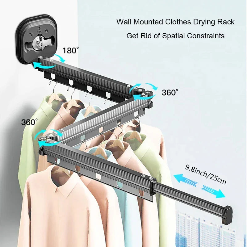 Royallure Wall-Mounted Laundry Drying Rack, Space-Saving Retractable Clothes Drying Rack 3