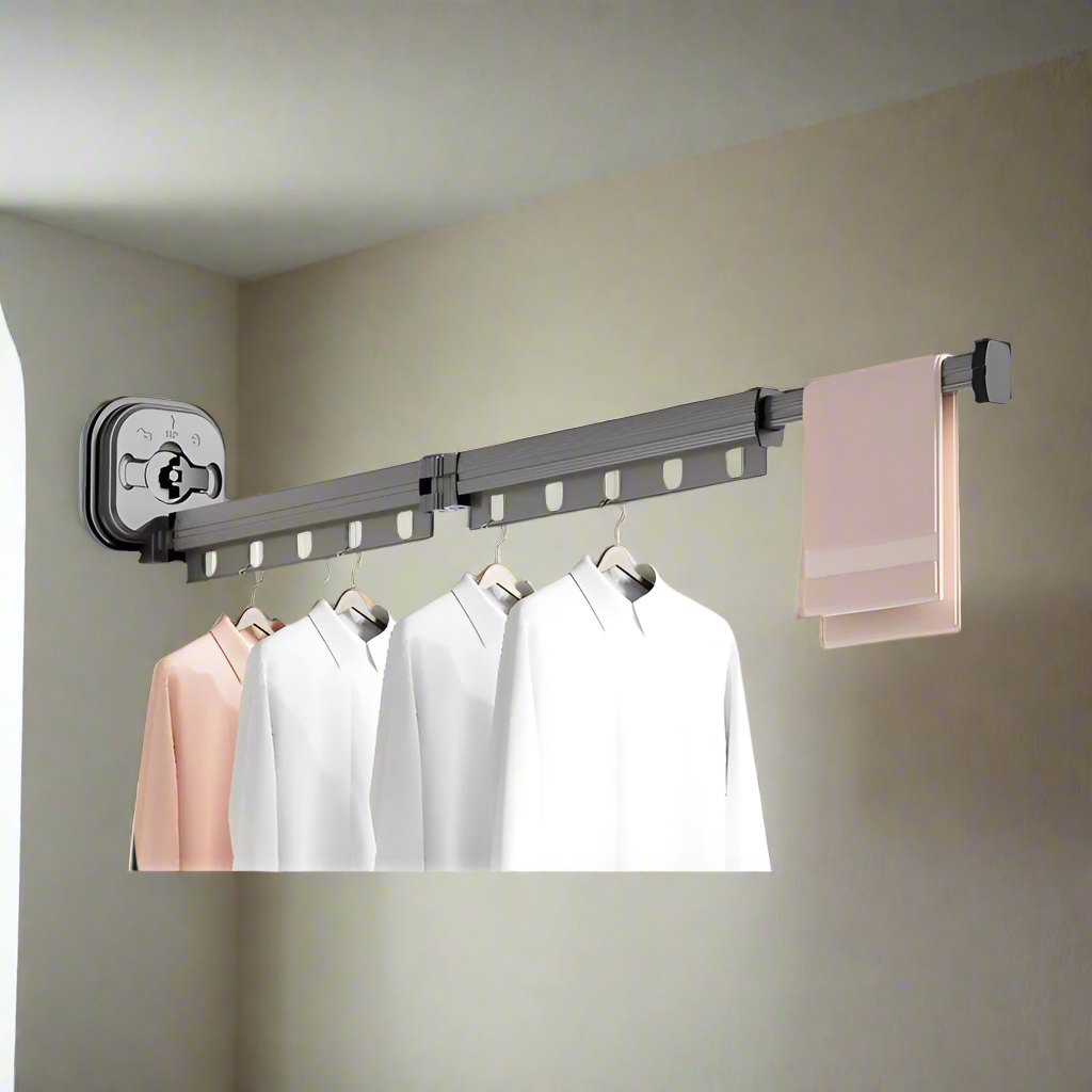 Royallure Wall-Mounted Laundry Drying Rack, Space-Saving Retractable Clothes Drying Rack 9