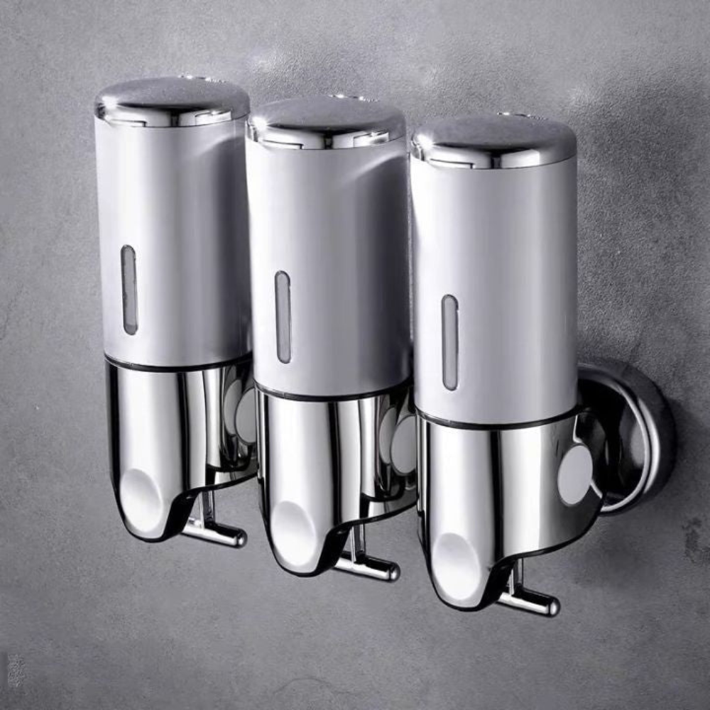 Royallure Wall-Mounted Soap Dispenser Set - 3 Pcs Modern Hand Soap and Shampoo Storage 3