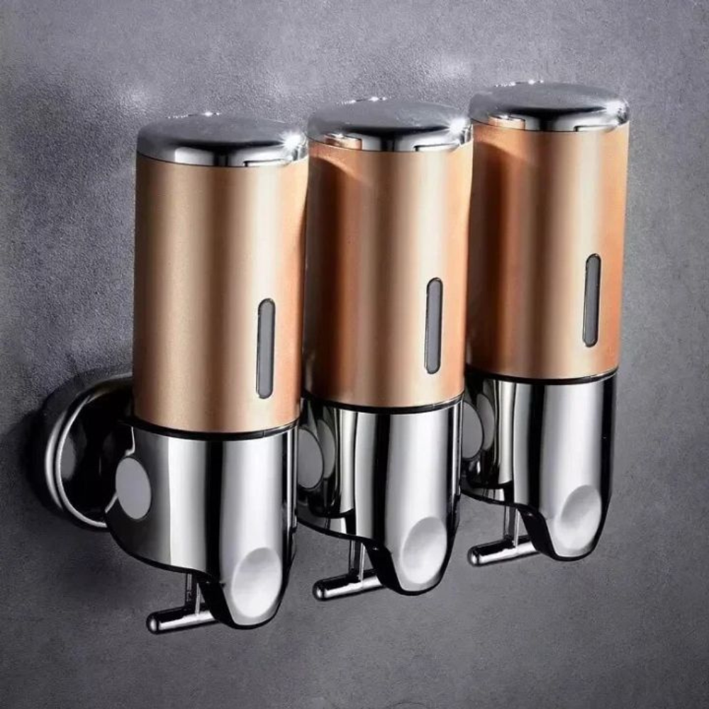 Royallure Wall-Mounted Soap Dispenser Set - 3 Pcs Modern Hand Soap and Shampoo Storage 4