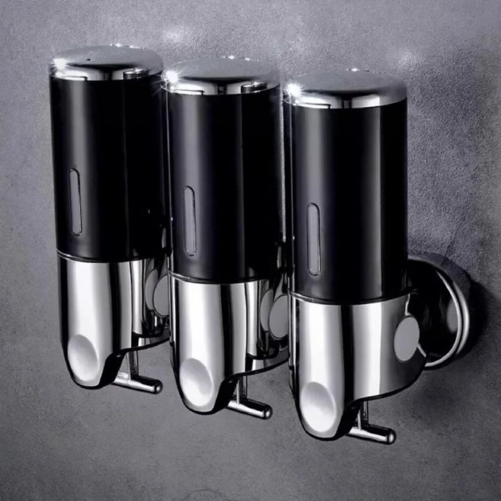 Royallure Wall-Mounted Soap Dispenser Set - 3 Pcs Modern Hand Soap and Shampoo Storage 6