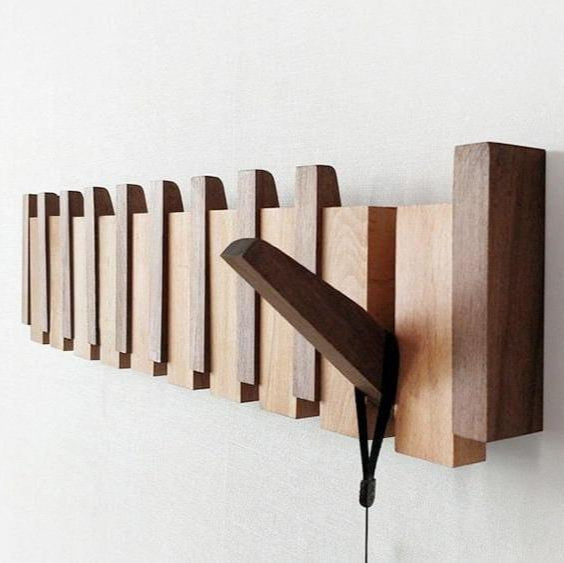 Royallure Wall Mounted Coat Rack Stand with Magnetic Hooks - Handmade Wooden Design 0