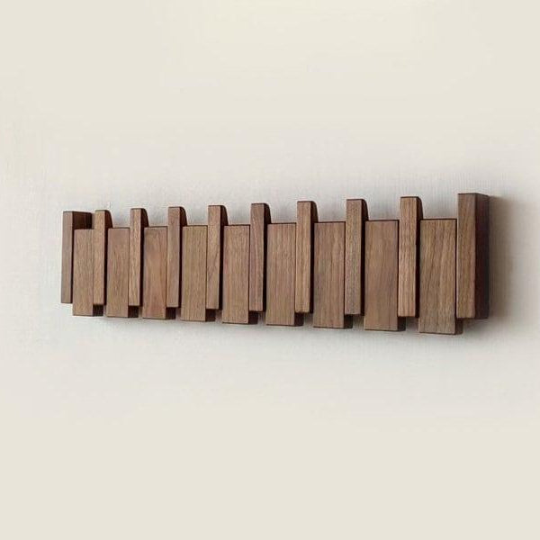 Royallure Wall Mounted Coat Rack Stand with Magnetic Hooks - Handmade Wooden Design 5