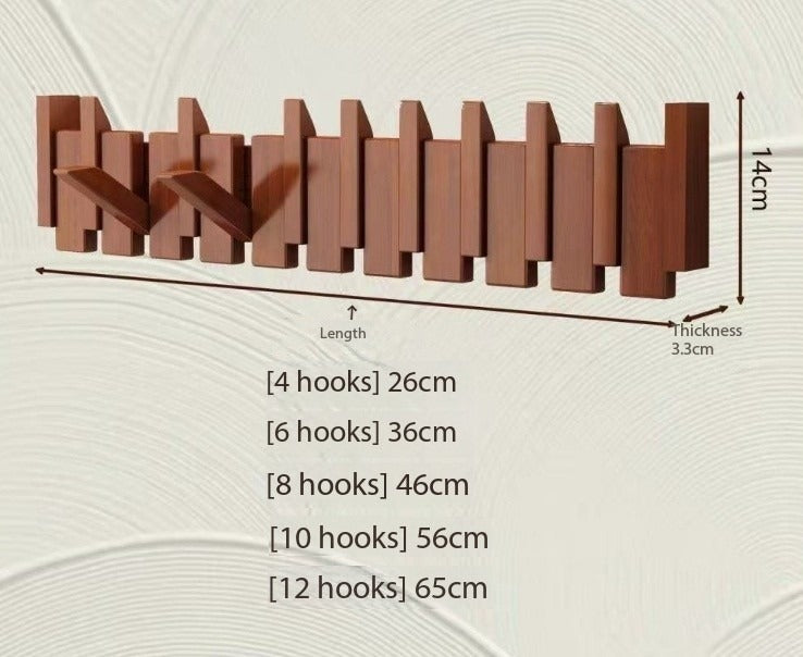 Royallure Wall Mounted Coat Rack Stand with Magnetic Hooks - Handmade Wooden Design 8