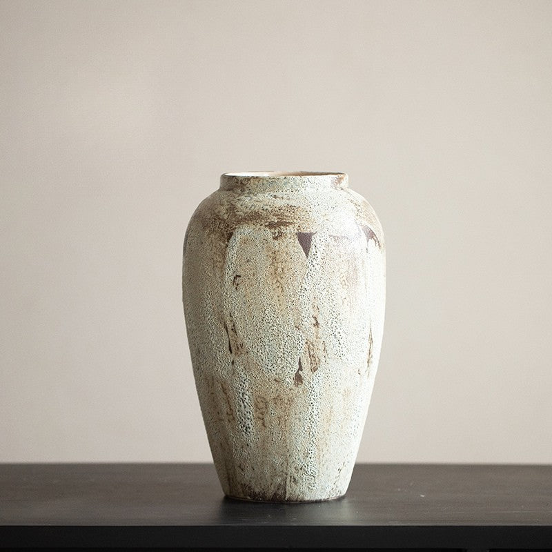 Rustic Cream Wabi-Sabi Vase | Artisan Reactive Glaze Pottery 1