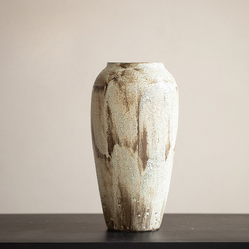 Rustic Cream Wabi-Sabi Vase | Artisan Reactive Glaze Pottery 2