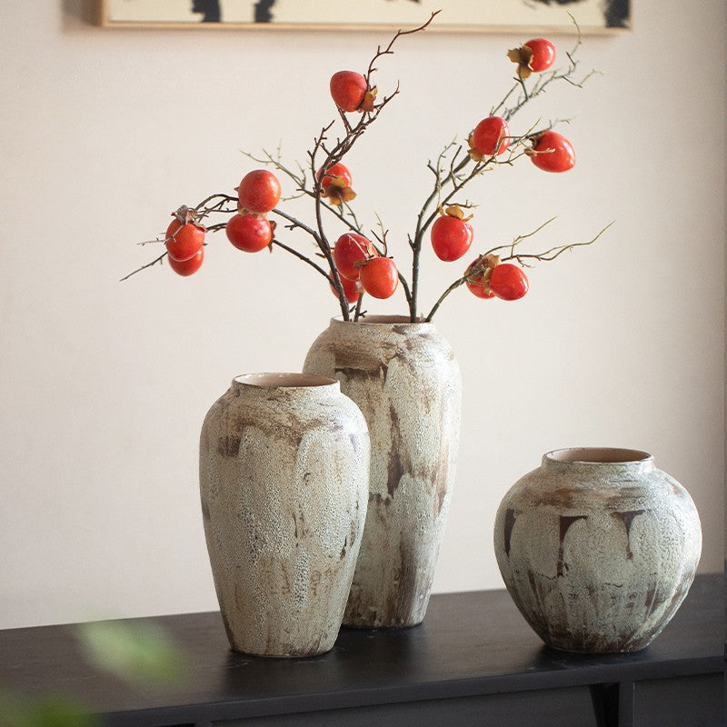 Rustic Cream Wabi-Sabi Vase | Artisan Reactive Glaze Pottery 3