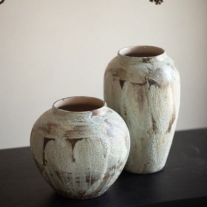 Rustic Cream Wabi-Sabi Vase | Artisan Reactive Glaze Pottery 7