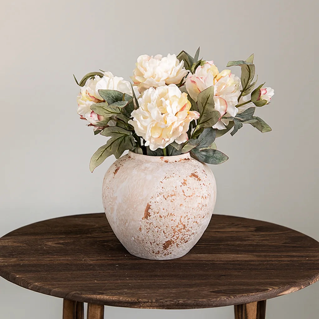Rustic Wabi-Sabi Ceramic Vase | Distressed Mediterranean Decor 0