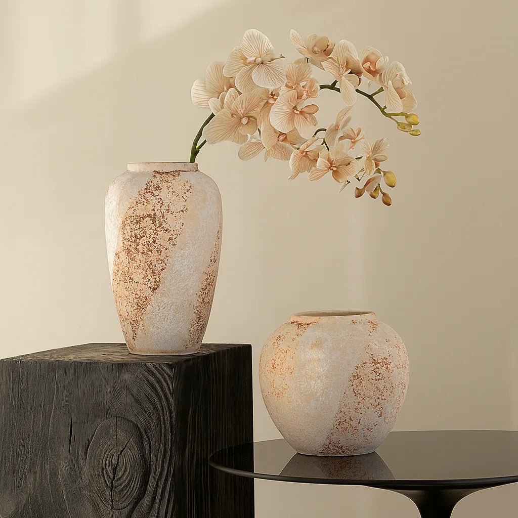 Rustic Wabi-Sabi Ceramic Vase | Distressed Mediterranean Decor 2