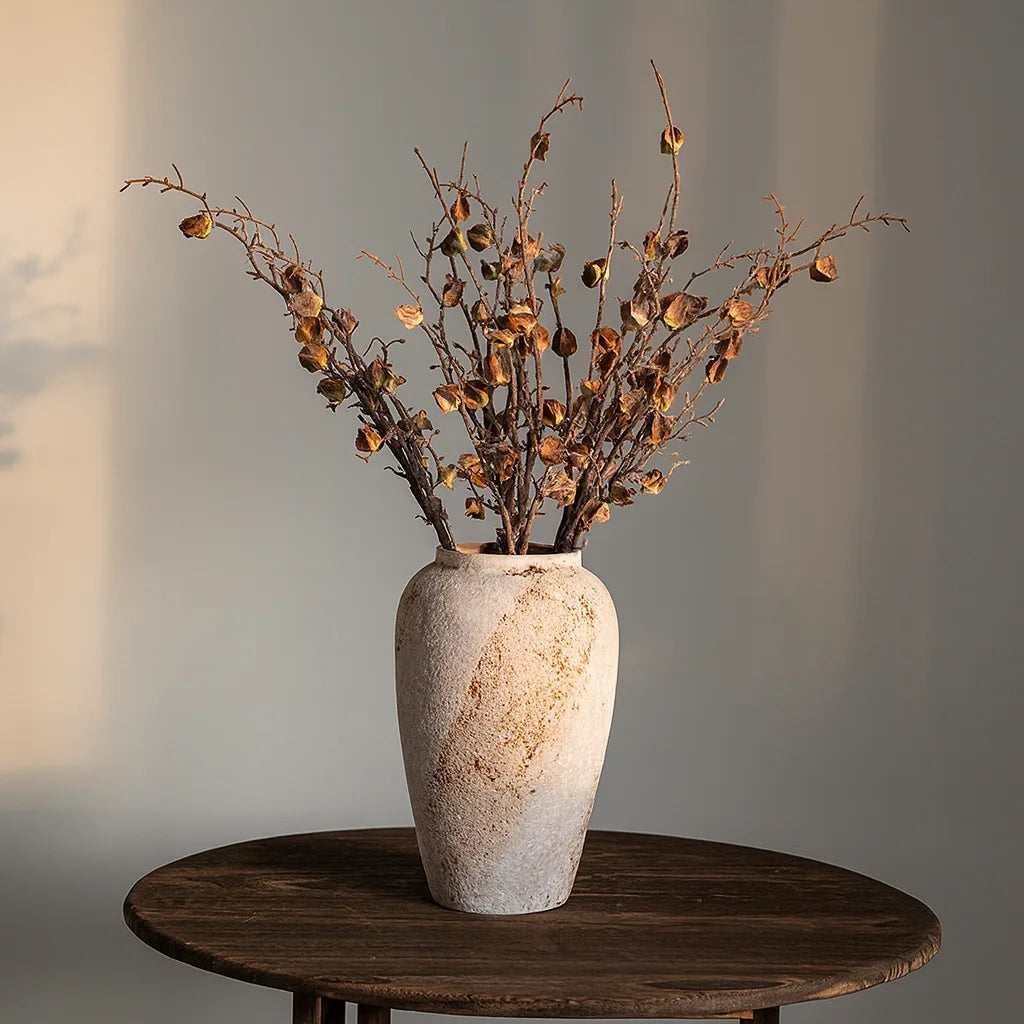 Rustic Wabi-Sabi Ceramic Vase | Distressed Mediterranean Decor 3