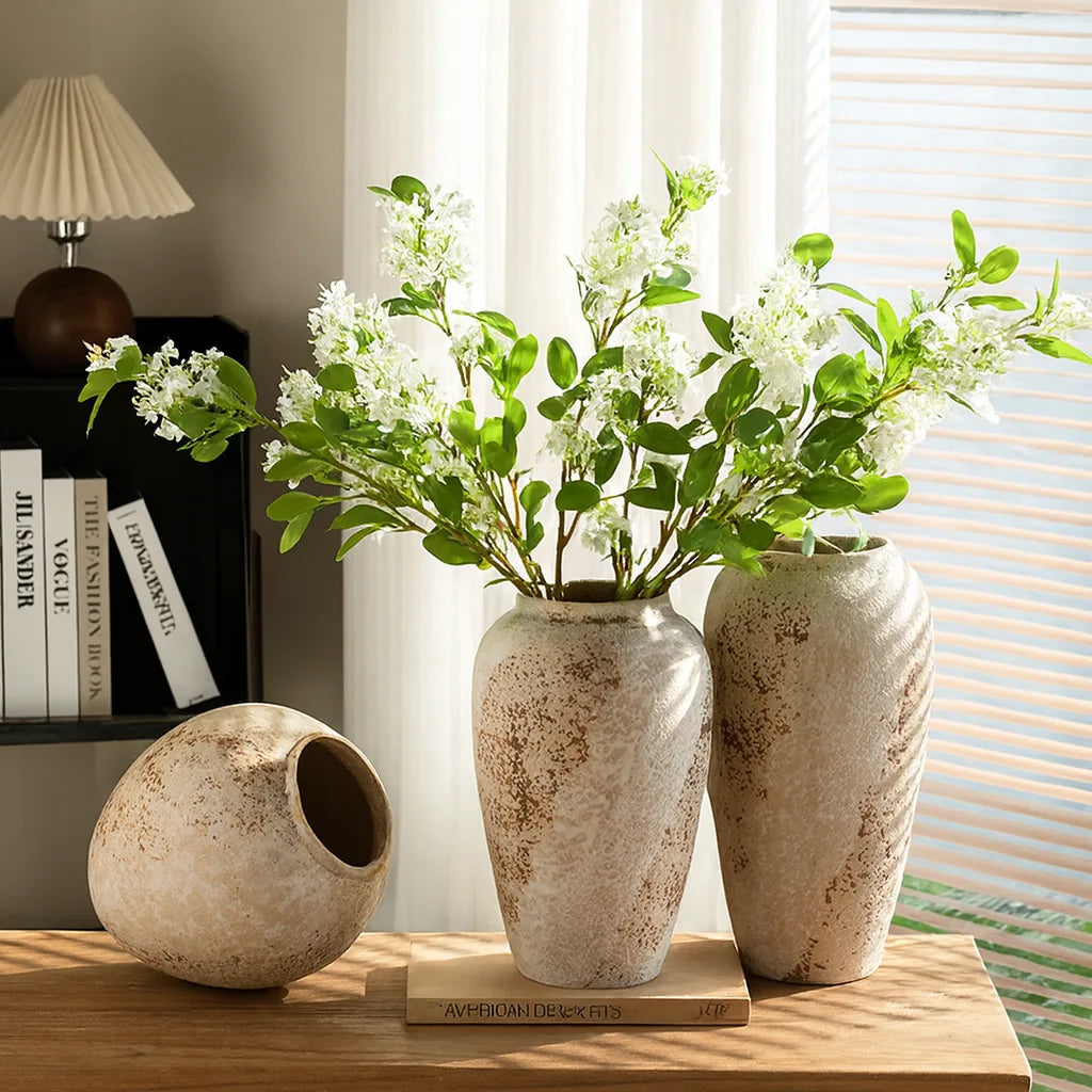 Rustic Wabi-Sabi Ceramic Vase | Distressed Mediterranean Decor 5