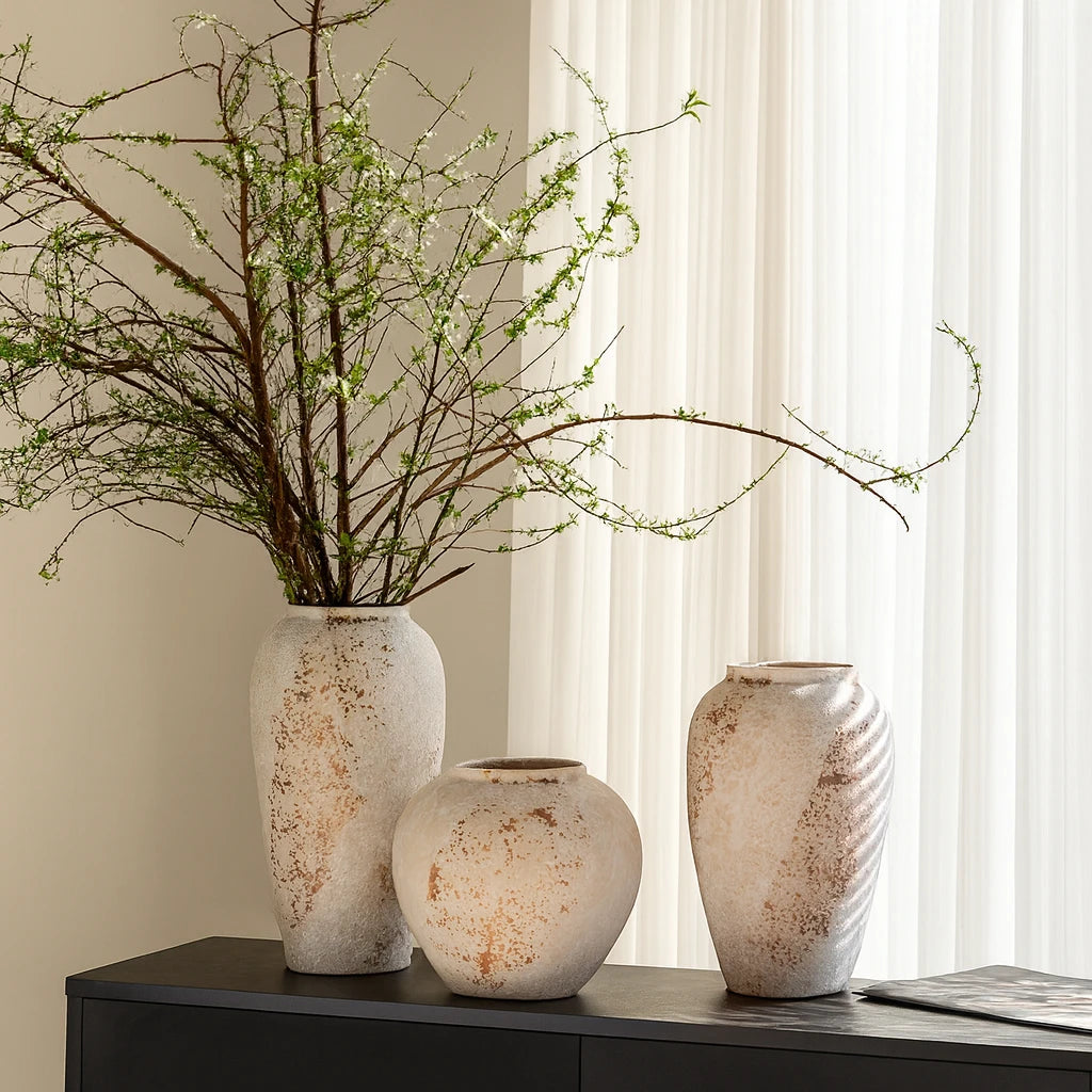 Rustic Wabi-Sabi Ceramic Vase | Distressed Mediterranean Decor 7