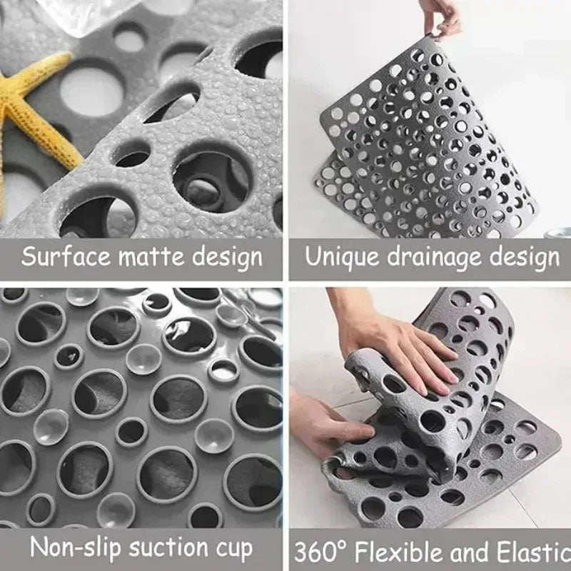 Sovere Non-Slip Shower Mat with Suction Cups and Quick-Drain Design for Safety