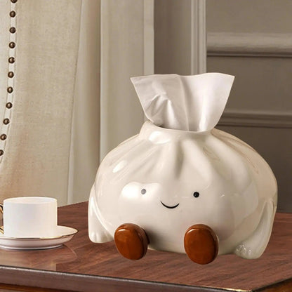 Royelle Kawaii Ceramic Tissue Box Cover - Cute Dumpling Facial Tissue Holder