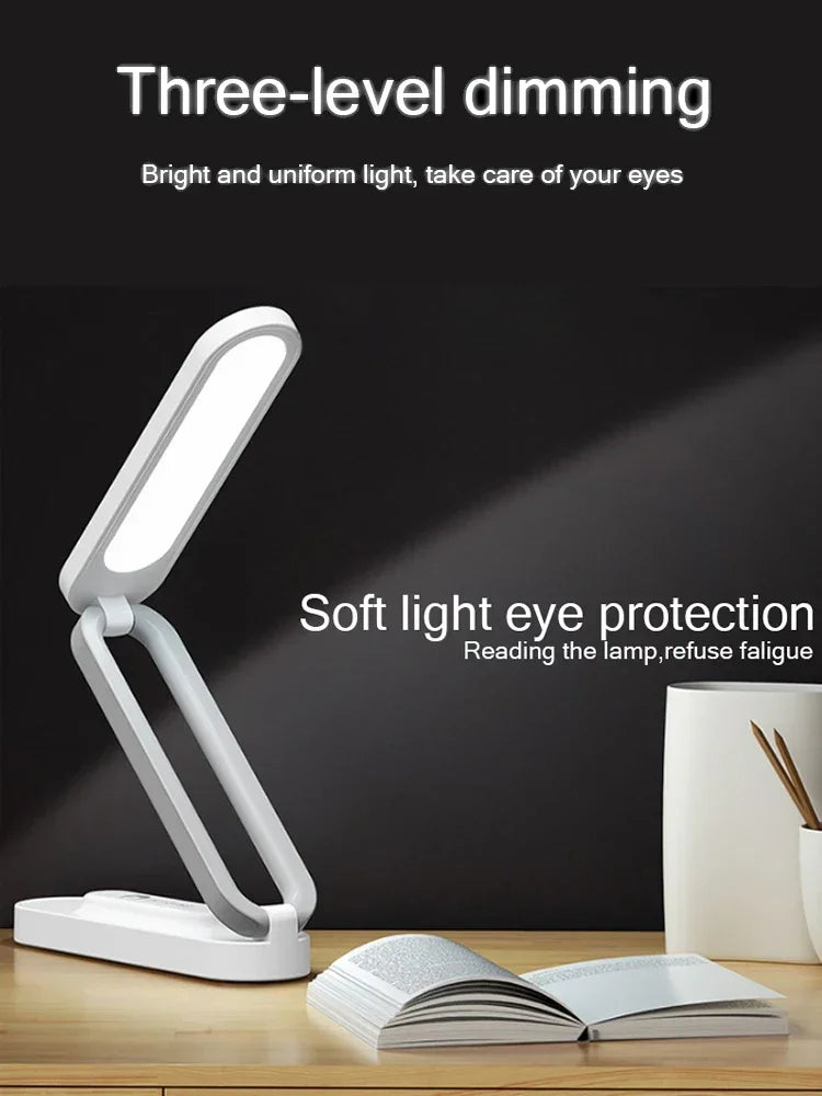 Sovere Adjustable Rechargeable Desk Lamp, Cordless Foldable Table Light with Dimmable Brightness
