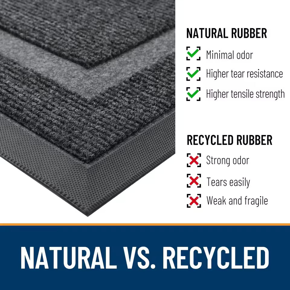 Sovere Waterproof Rubber Door Mat, Non-Slip Outdoor/Indoor Mat with Geometric Border
