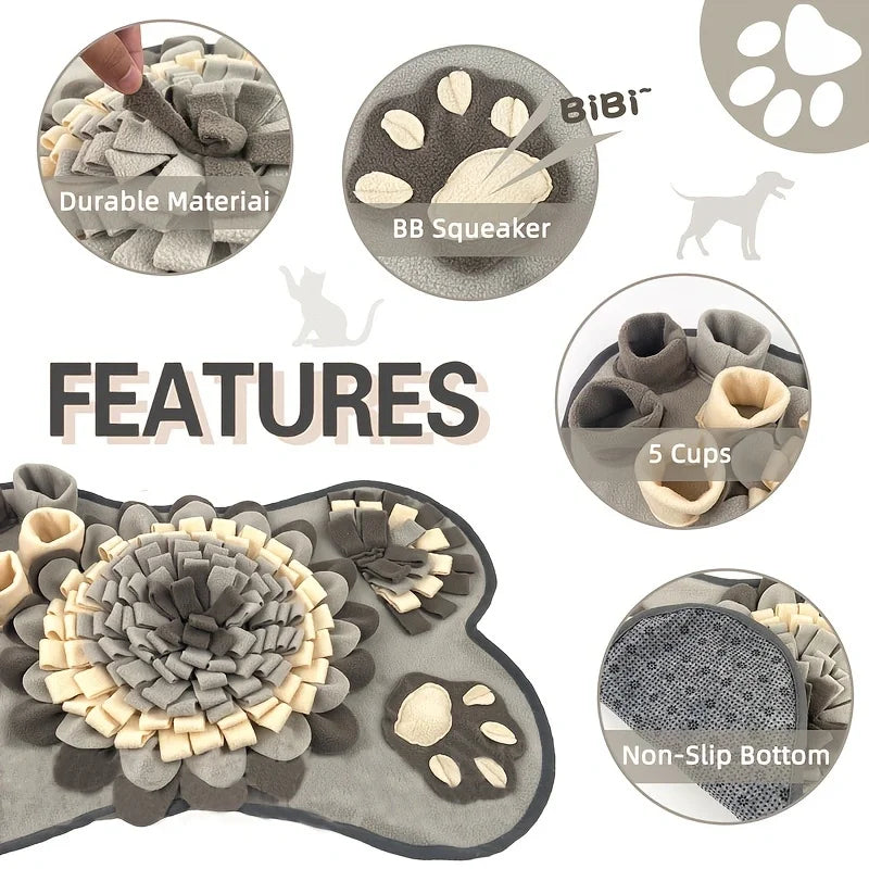 Sovere Interactive Bone Shaped Snuffle Mat for Dogs - Slow Feeding & Mental Stimulation