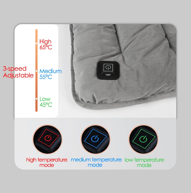 Sovere Heated Seat Cushion - 3 Temperature Settings and Rapid Heating for Home or Office