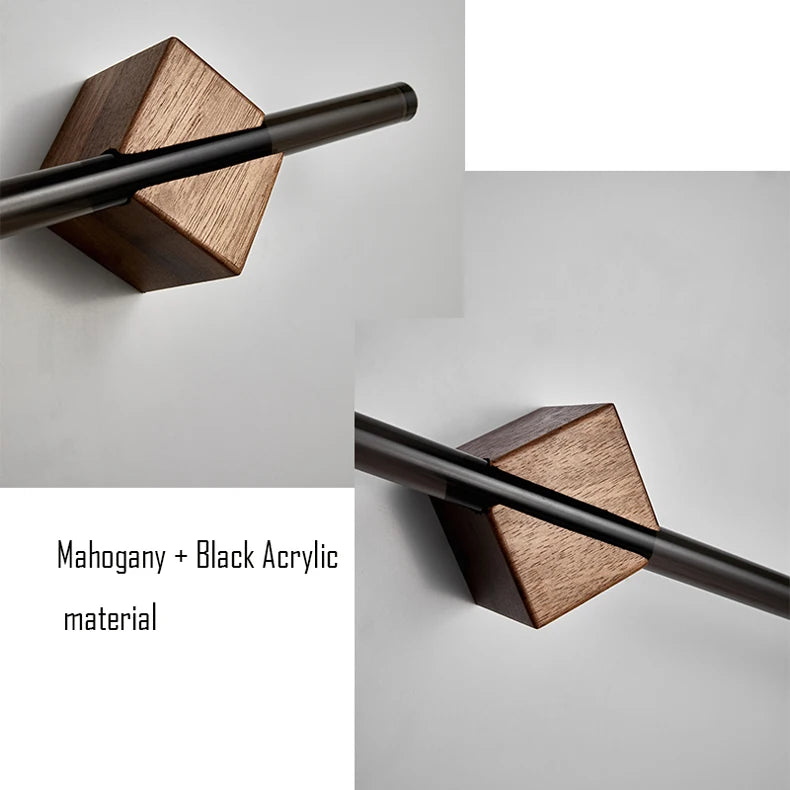 Sovere Wall-Mounted Towel Bar, Modern Black Acrylic & Wood Hand Towel Holder