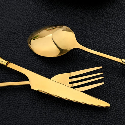Novara Gold Accent Marbled Handle Stainless Steel Elegant Flatware Set