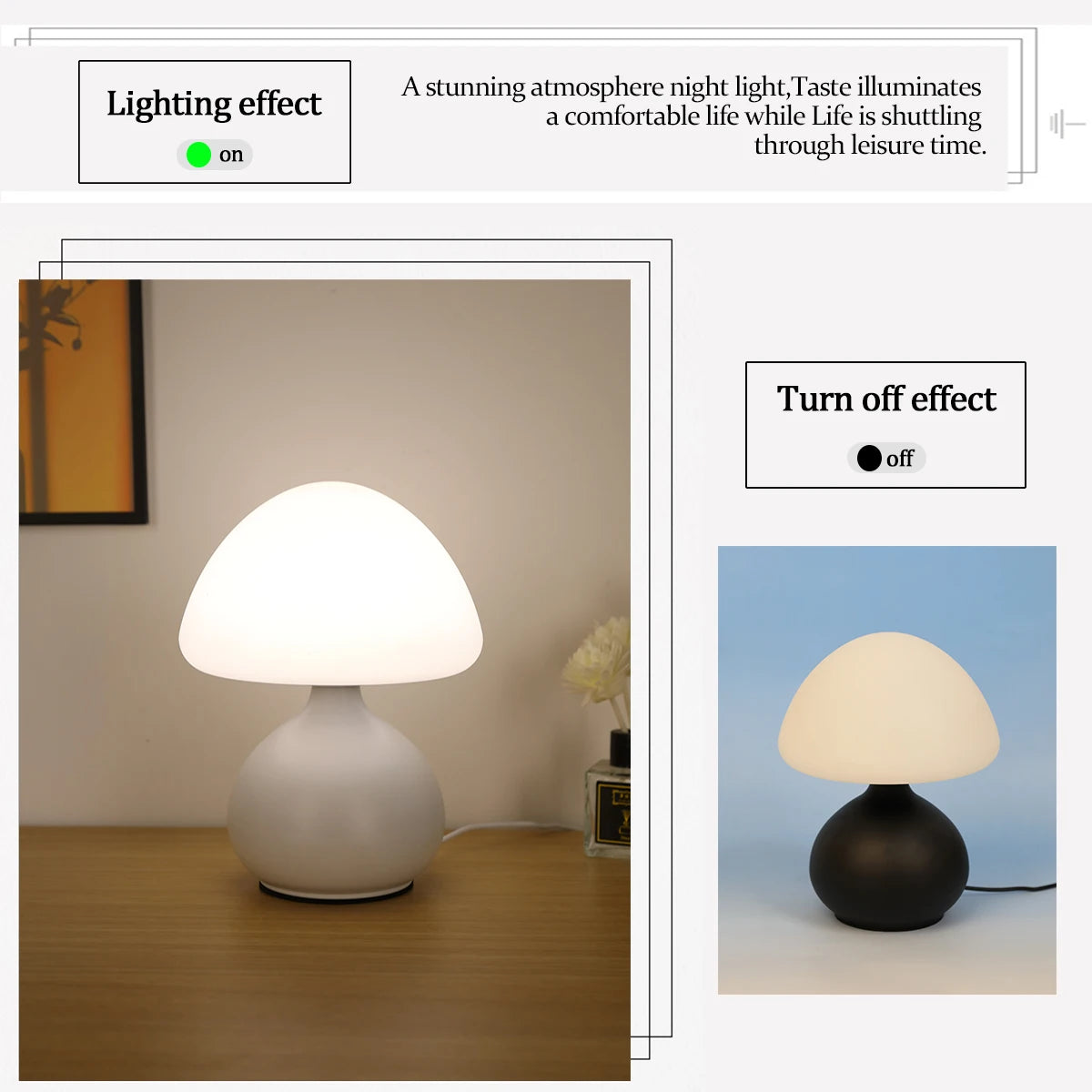 Sovere Modern Mushroom Table Lamp with Adjustable LED Lighting for Bedroom & Living Room