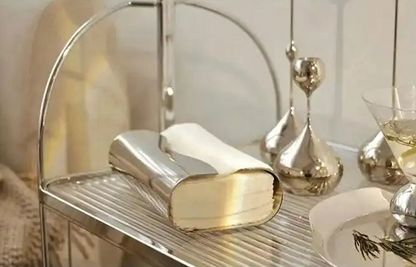 Royeva Modern Stainless Steel Napkin Holder - Polished Arch Design for Desktop