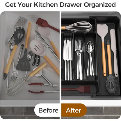 Majesta Extra Large Expandable Silverware Organizer with Adjustable Compartments