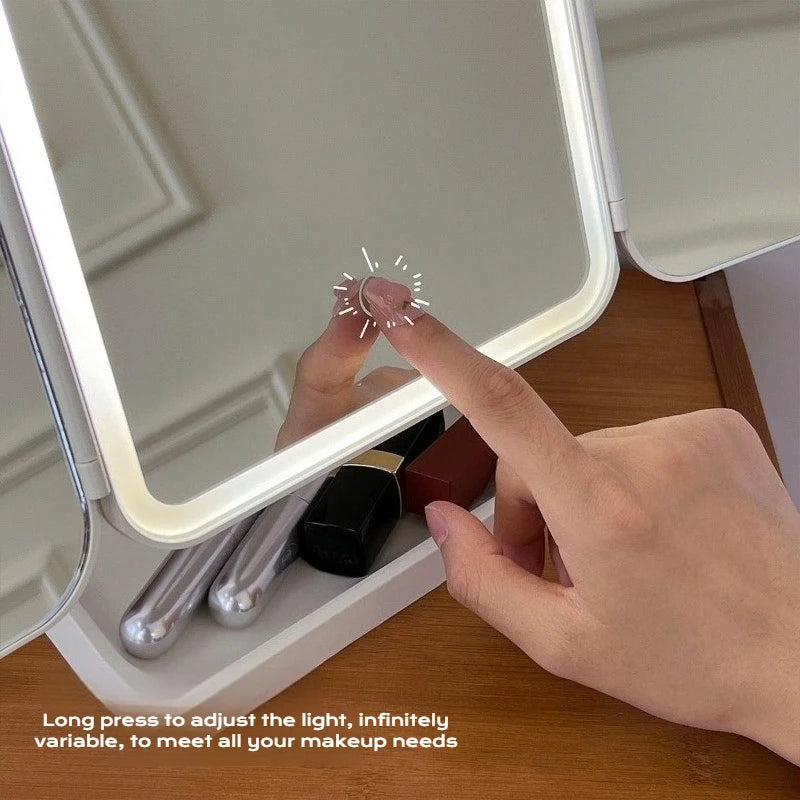 Luxoria LED Vanity Mirror with Lights, Foldable Design and Adjustable Angles