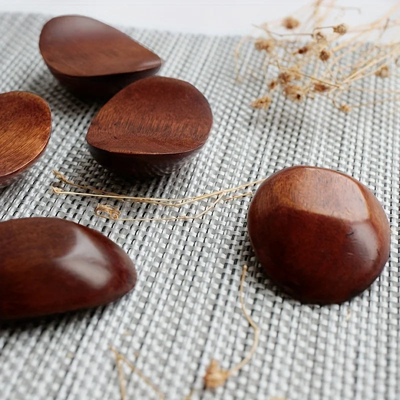 Royeva 5-Piece Natural Wood Ingot Chopstick Rests - Elegant Tableware Set for Asian Dining