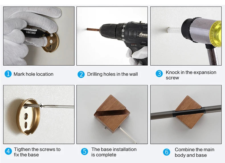 Sovere Wall-Mounted Towel Bar, Modern Black Acrylic & Wood Hand Towel Holder