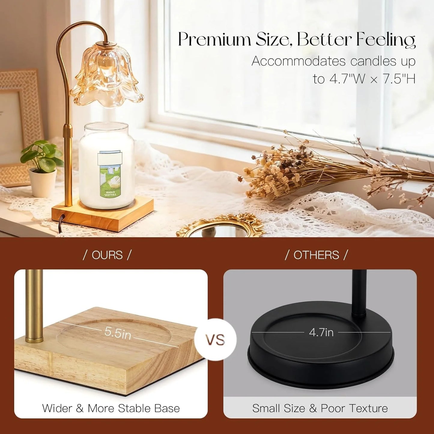 Sovere Candle Warmer Lamp with Timer, Adjustable Height for Wax Melts