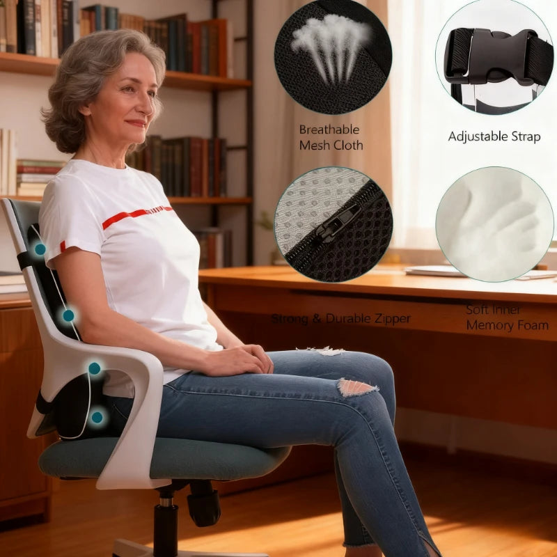 Sovere Lumbar Support Pillow for Office Chair, Memory Foam Back Support Cushion