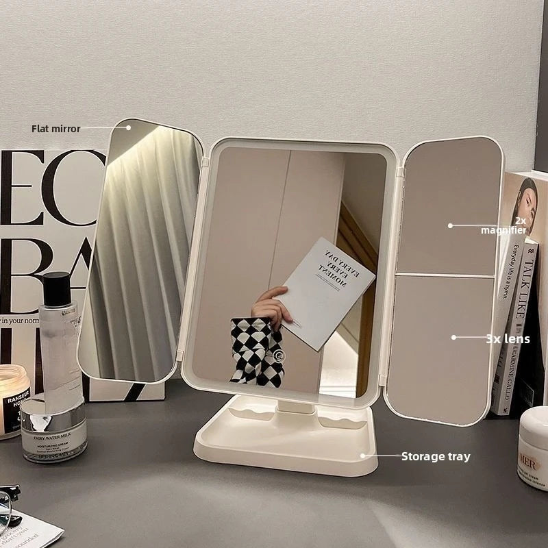 Novara Rectangular LED Vanity Mirror with 3 Lighting Modes, Foldable Design