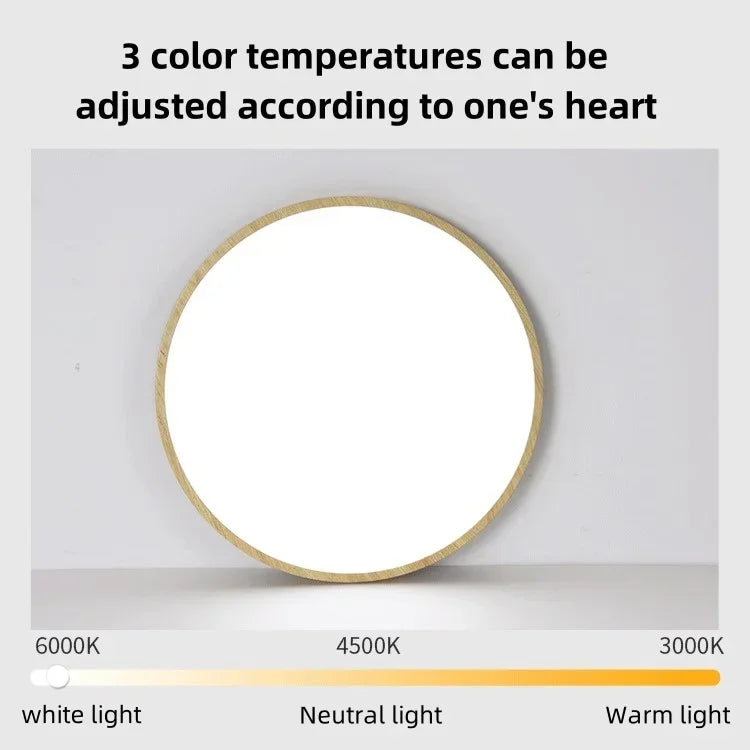 Majesta Ultrathin LED Ceiling Light with Adjustable Brightness and Walnut Finish