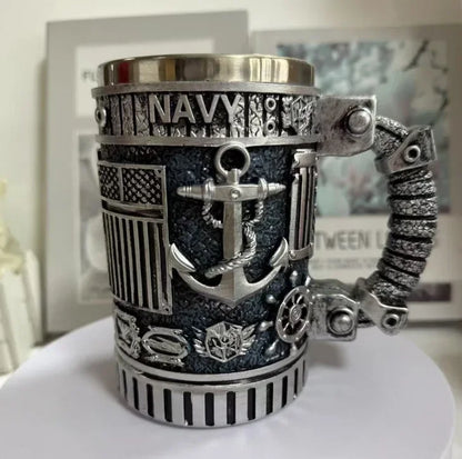 Sovere Military Style 3D Design Insulated Mug - 15 oz Stainless Steel Coffee and Tea Cup