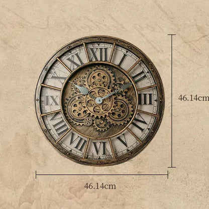 Eloria Oversized Industrial Steampunk Wall Clock with Real Moving Gears